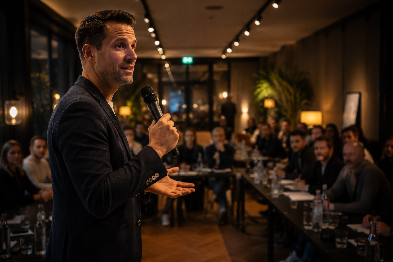 Ondernemer op een podium